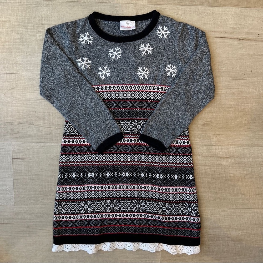 Hanna Andersson Gray Black Snowflake Sweater dress - Picture 1 of 12